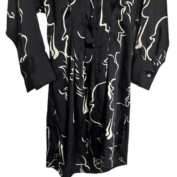 Zara Black White Abstract Print Tunic Midi Dress Size Medium‎ - Picture 6 of 14